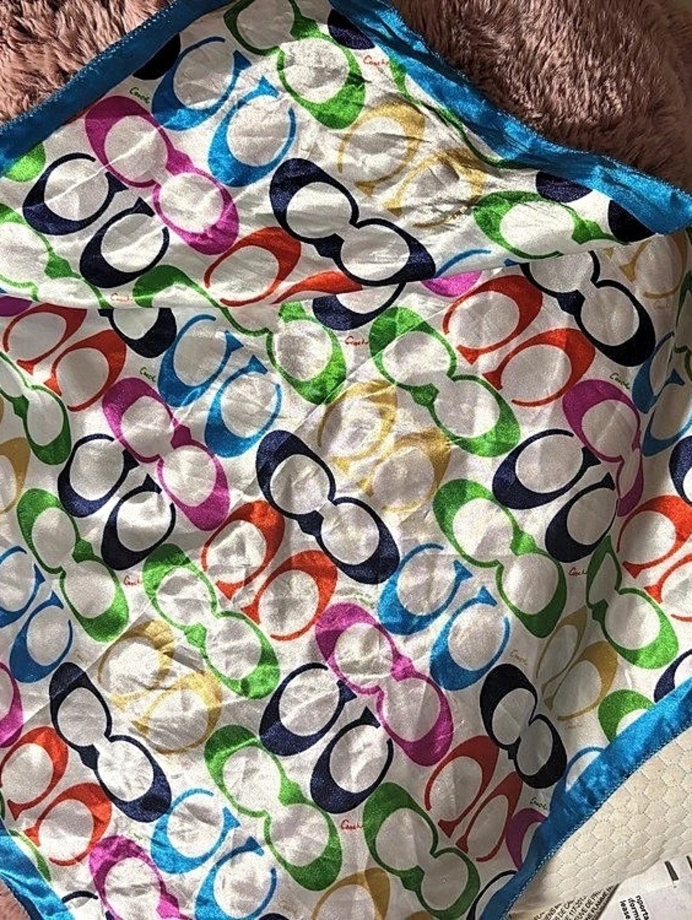 Coach Geometric Blue & Multicolor Scarf
